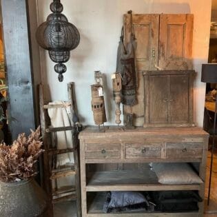 Sidetable oud-hout teak 120 cm breed