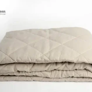 Pure linnen sprei diamant patroon naturel