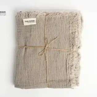 Pure linnen plaid met franjes naturel