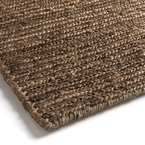 Vloerkleed 601-001-101 Brown detail randafwerking Vloerkleed 601-001-101 Brown detail randafwerking