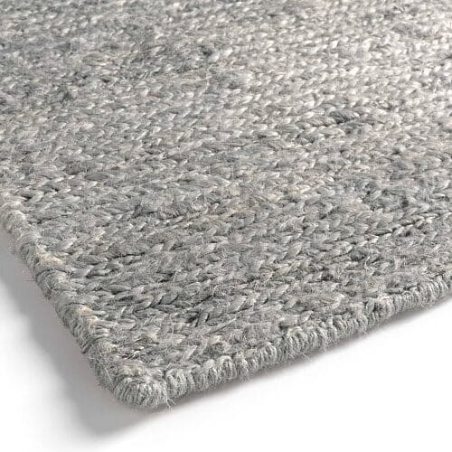 Vloerkleed 601-001-103 Middel grey detail randafwerking Vloerkleed 601-001-103 Middel grey detail randafwerking