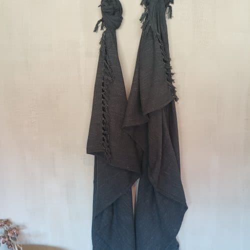 plaid cosy met fransjes black